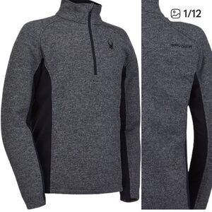 Spyder Outbound Grey 1/4 Zip Core Pullover Sweater Size XL layer for skiing